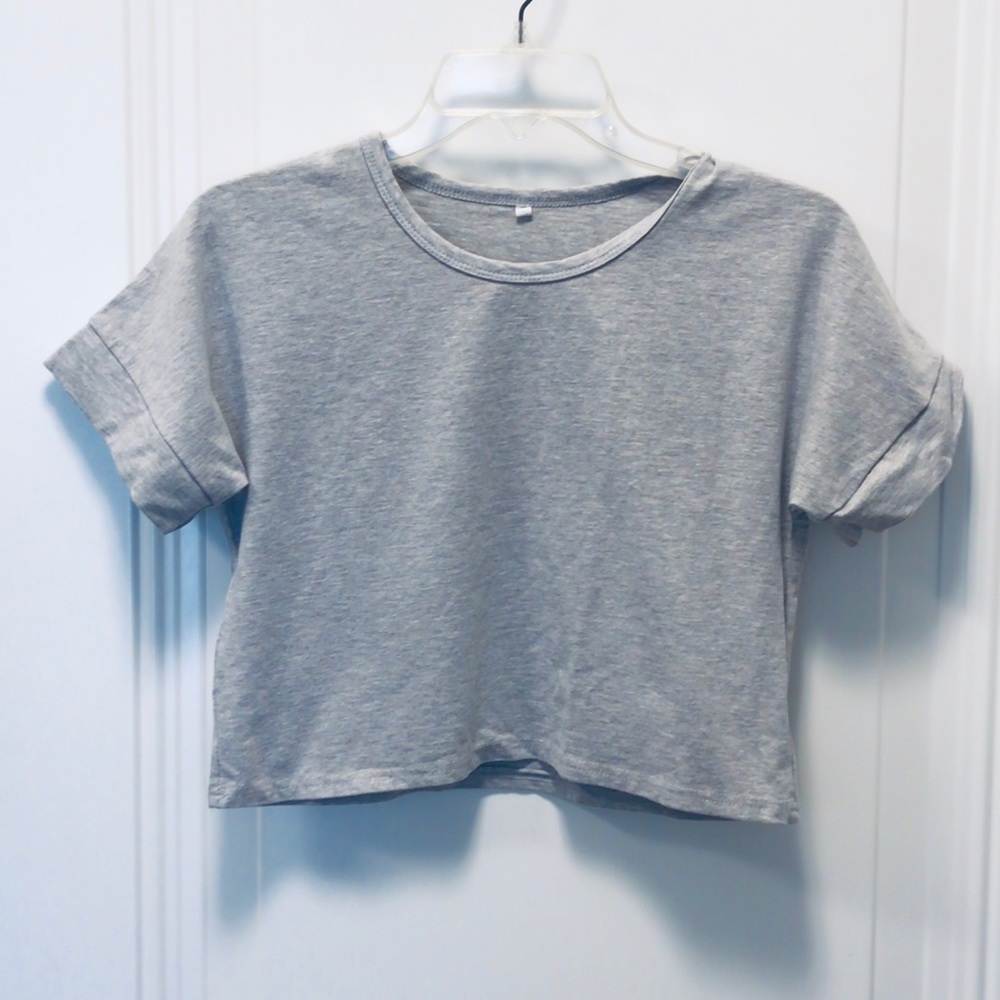 Folded Sleeve Crop Top